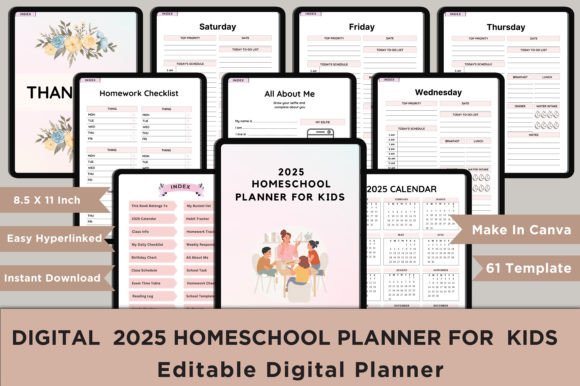 Digital 2025 Homeschool Planner for Kids