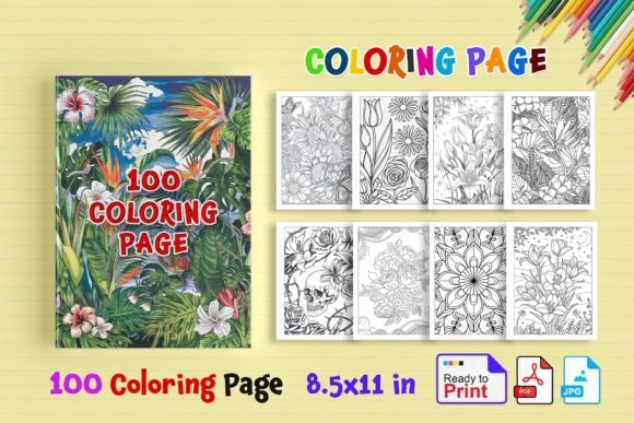 Flower Coloring Book Page 100 Pages: A Creative Escape for Adults