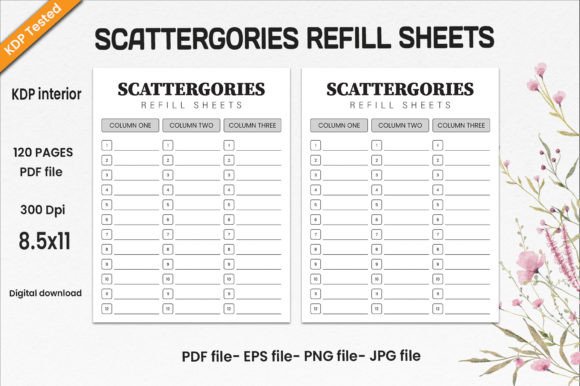 Scattergories Refill Sheets KDP Template