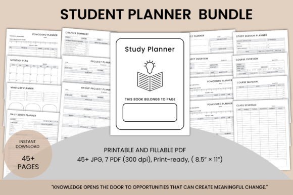 Study Planner Bundle Kdp Interior